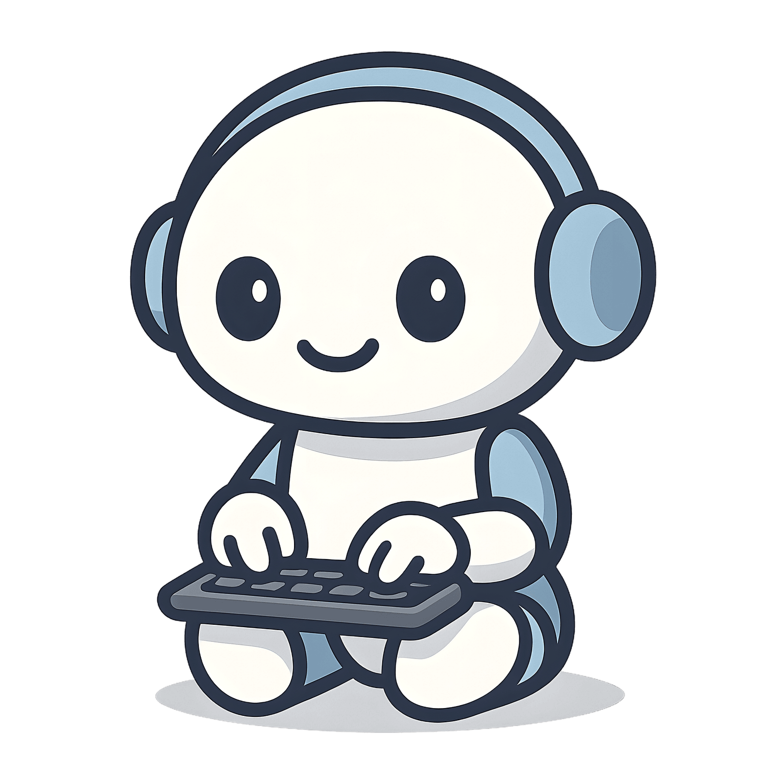 Illustration of a friendly AI assistant robot wearing a headset