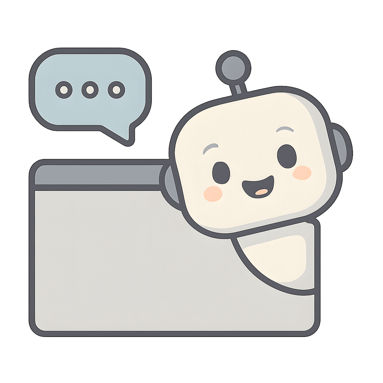 Illustration of an AI chatbot message window with chat bubbles