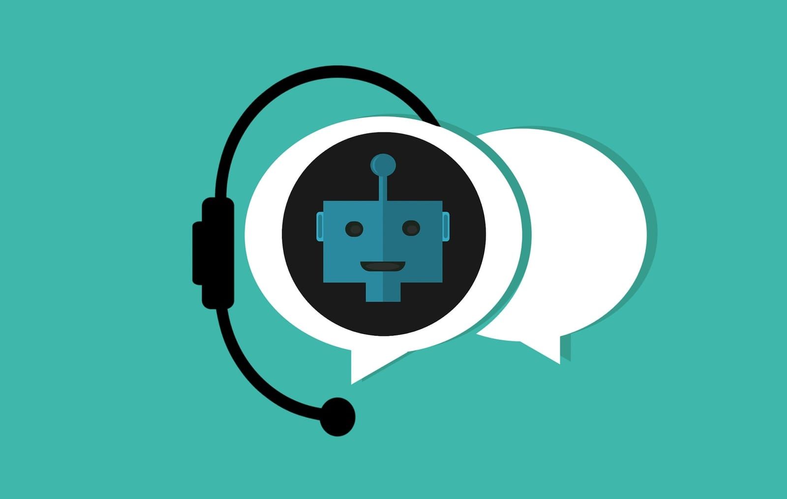 Illustrated chatbot icon wearing a headset